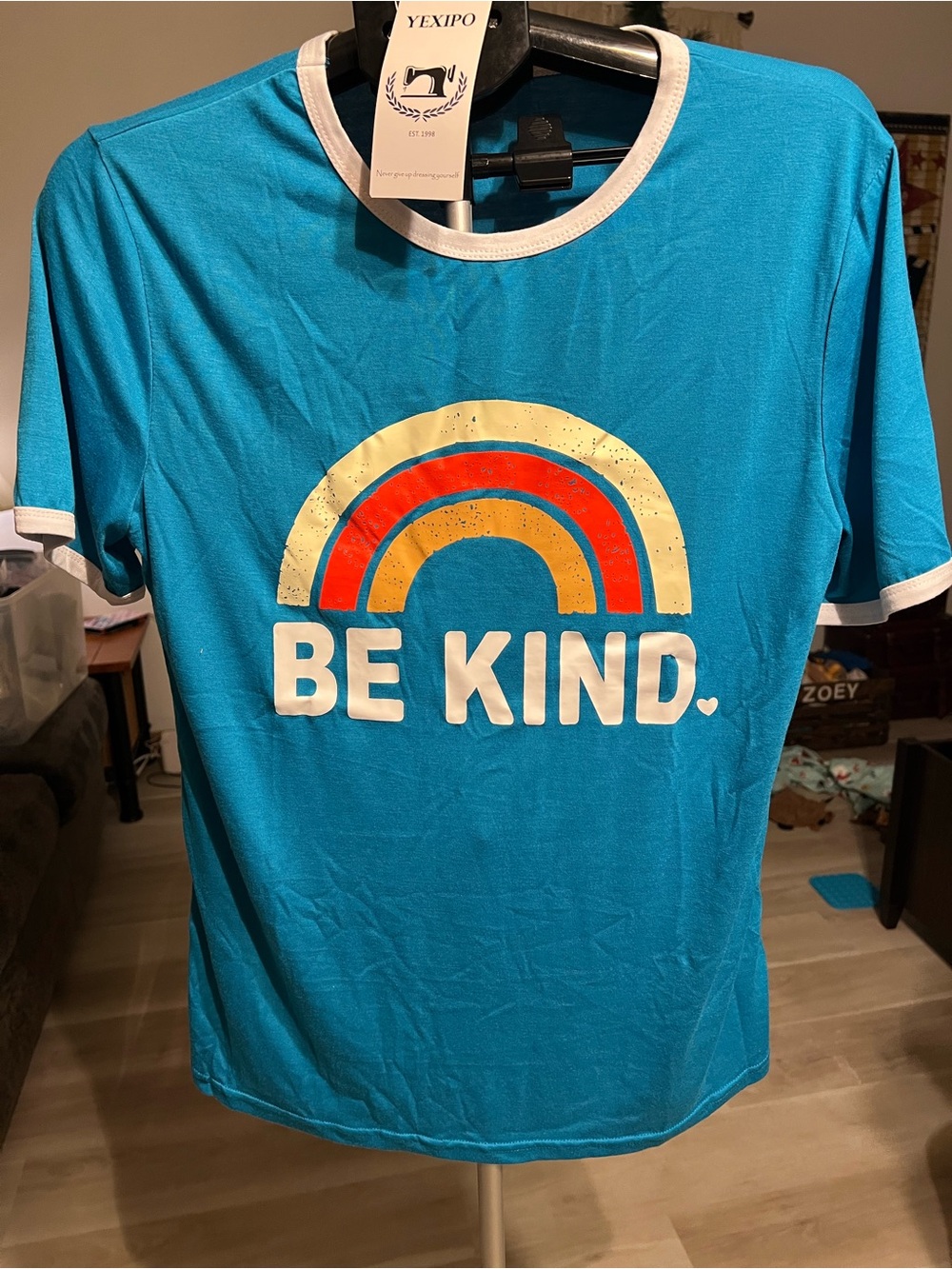 Graphic NWT 'Be Kind' Blue Ringer Tee